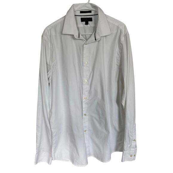 Banana Republic Wrinkle Resistant Untucked Fit Button Down White Mens Large Tall - Picture 1 of 5